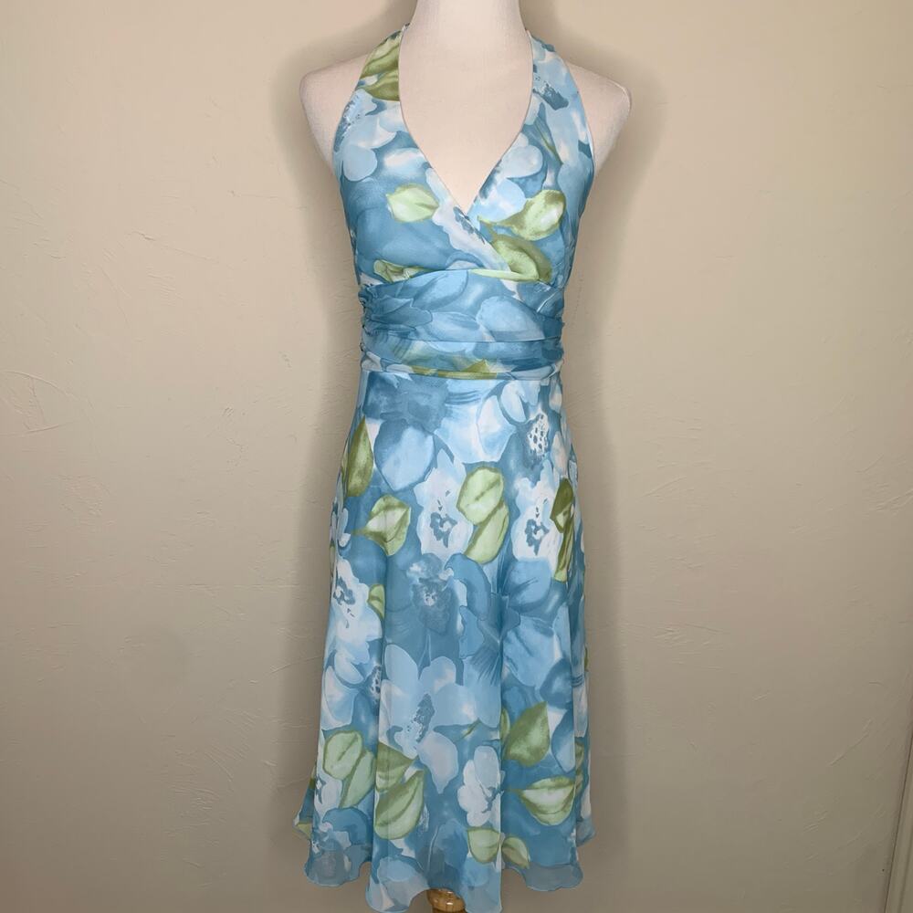 Y2k Speechless Blue Floral Halter Dress Size 5 Fairy Whimsygoth